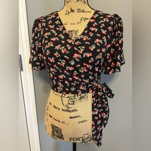 Strawberry Wrap Top with Bow